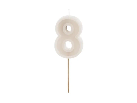 Świeczka urodzinowa Cyferka 8, beż, 6 cm