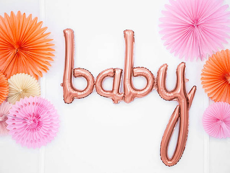 Balon foliowy Baby, różowe złoto, 73,5x75,5cm