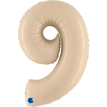 Balon foliowy Grabo - "Number 9", kremowy, 66 cm, pakowany