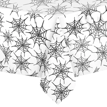 Obrus Halloween pajęczyny biało-czarny 137x274cm