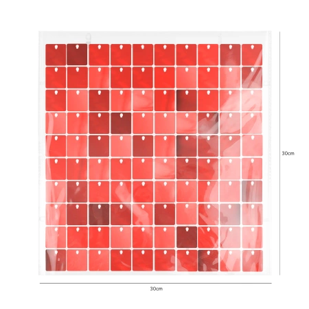 Panel cekinowy kwadraty czerwony 30x30cm