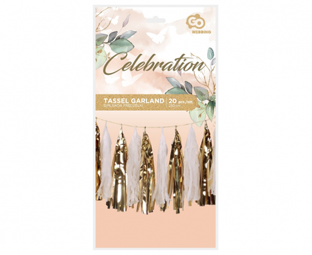 Girlanda W&C Frędzelki, złota, 36x250 cm, 20 szt.