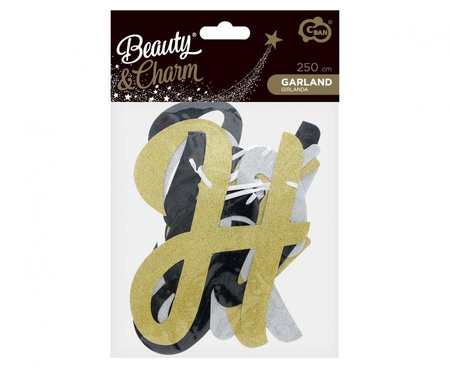 Girlanda papierowa B&C Happy New Year, brokatowa, 250 cm