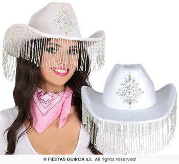 Kapelusz kowbojski  z koralikami oraz zdobieniem