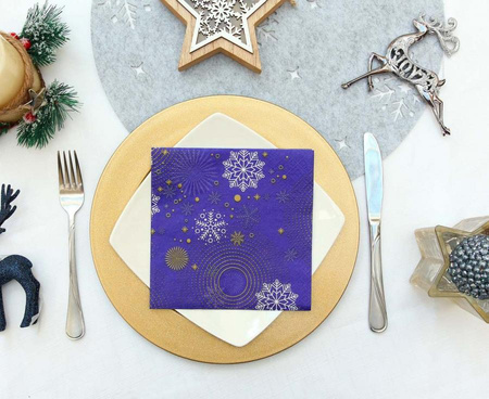 Serwetki Hello Winter Navy Blue, certyfikat FSC, 33x33 cm/ 20 szt.