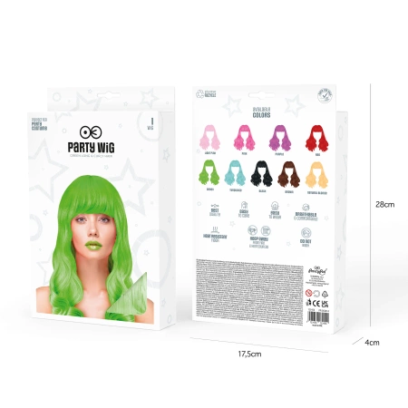 Peruka imprezowa włosy długie kręcone neonowe zielone