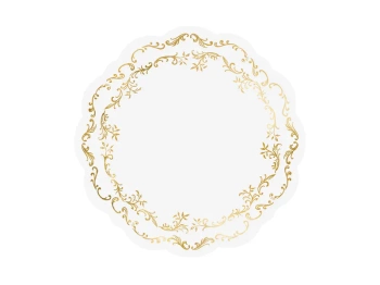 Podkładki pod talerze złoty Ornament, śr. 35,5 cm, białe