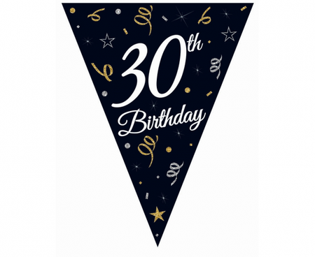 Girlanda papierowa Beauty&Charm z flagami "30", 28x270 cm