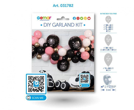 Girlanda balonowa DIY Halloween (różowa), 65 szt.