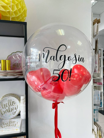Balon spersonalizowany 24" z napisem z balonikami 5" napełniony helem
