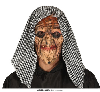 Maska lateksowa Wiedźma z chustą
