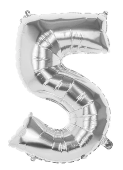 Balon foliowy BO 86 cm, cyfra 5, srebrny