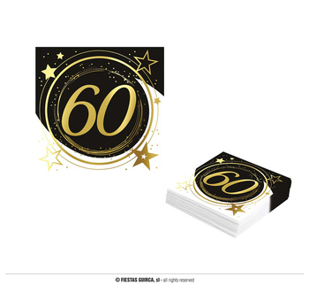 Serwetki na 60-stkę, 12 szt,, 33 cm.