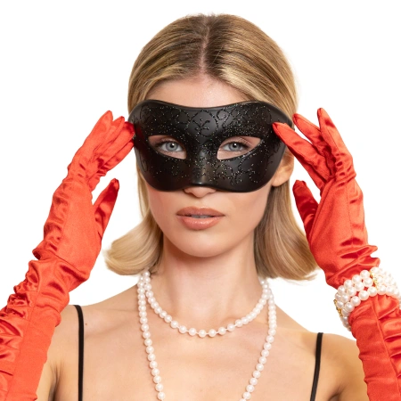 Maska karnawałowa z brokatowym wzorem czarna