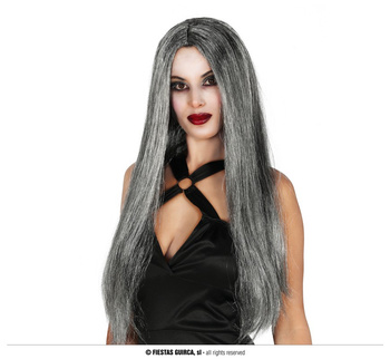 Peruka długie szare włosy, damska