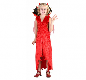 Strój "Diablica" (sukienka, kołnierz z peleryną, rogi), roz.110/120