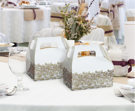 Pudełka papierowe W&C na ciasto Złoty nadruk, 20x10x10 cm, 6 szt.