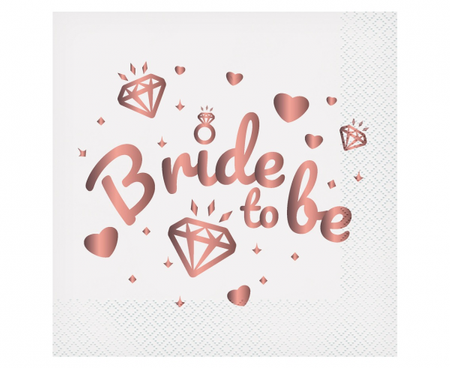 Serwetki Bride To Be (białe), 33x33 cm/ 20 szt.