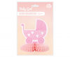 Dekoracja papierowa B&G na stół Baby Girl - wózek, jasnoróżowa, 16 cm