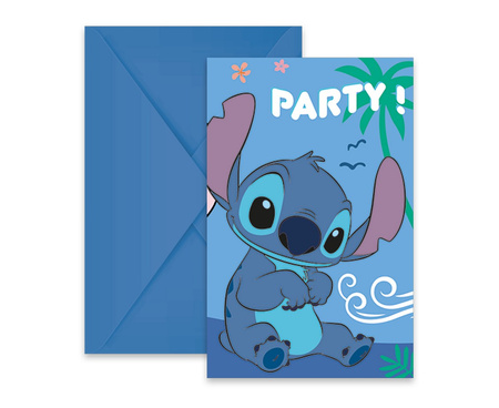 Zaproszenia z kopertami Stitch & Angel Disney, 6 szt.