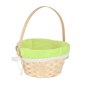 Koszyk wielkanocny wyłożony zieloną tkaniną