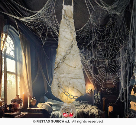 Dekoracja wisząca Szkielet w pajęczynie, 75cm