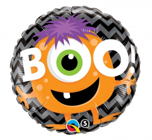 Balon foliowy 18" QL CIR "BOO! Potwór Chevron" KK