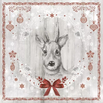 Serwetki papierowe Jeleń z kokardą, 33x33cm, 20 szt