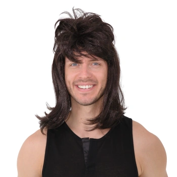 Peruka imprezowa, włosy Rockman długie, ciemny brąz