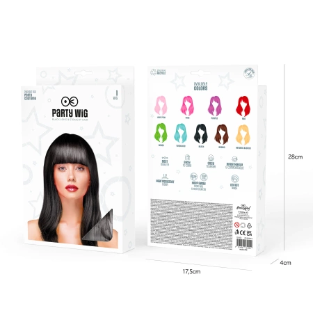 Peruka imprezowa włosy długie proste czarne