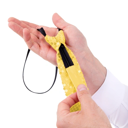 Krawat cekinowy, złoty