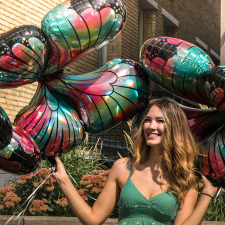 Balon foliowy Teal&Pink Butterfly, 76x66 cm