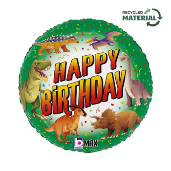 Balon foliowy Grabo 18'', Happy B-Day Dinosaur