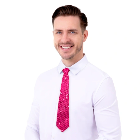 Krawat cekinowy, różowy