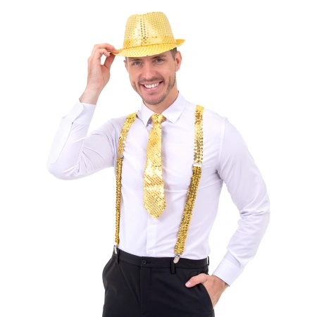 Krawat cekinowy, złoty