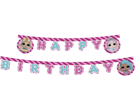 Banner Happy Birthday LOL Glitterati, 210 cm