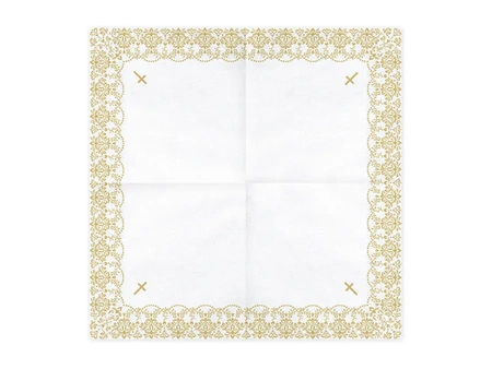 Serwetki Komunijne z ornamentem, 33x33cm, złoty