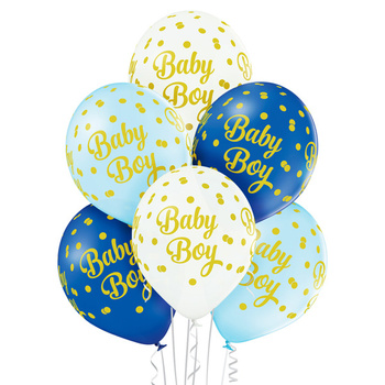 Balon Belbal D11, 30 cm Baby Boy Dots, 6szt