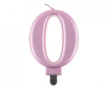 Świeczka B&C cyferka 0, metalik różowo-złota, 8,0 cm