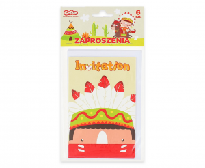 Zaproszenia z kopertami "Indiańskie Party", 6 szt.