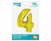 Balon foliowy Smart, Cyfra 4, złota, 76 cm