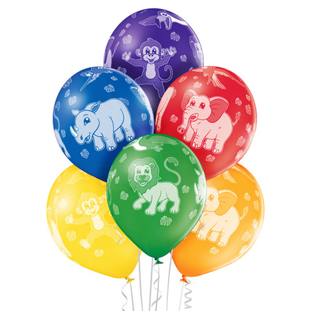 Balony 30 cm ZOO Animals, 6 szt 