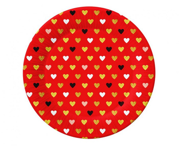 Talerzyki papierowe Kolekcja XOXO (czerwone), 18 cm/ 6 szt.