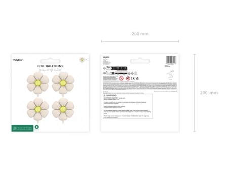 Balony foliowe do girland Stokrotki, średnica 65 cm, 4 szt