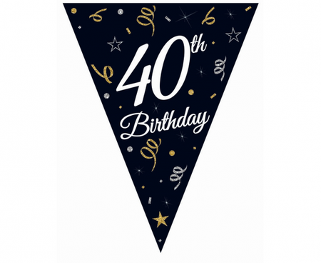 Girlanda papierowa Beauty&Charm z flagami "40", 28x270 cm