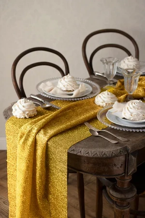 Bieżnik metalizowany, złoty, 0,36 x 3 m