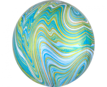 Balon foliowy ORBZ Marblez - kula niebiesko-zielona