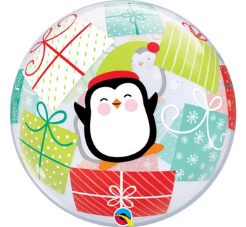 Balon foliowy Bubbles "Pingwinek i Prezenty"