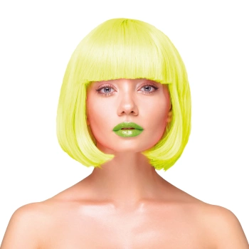 Peruka imprezowa włosy krótkie proste neonowe żółte