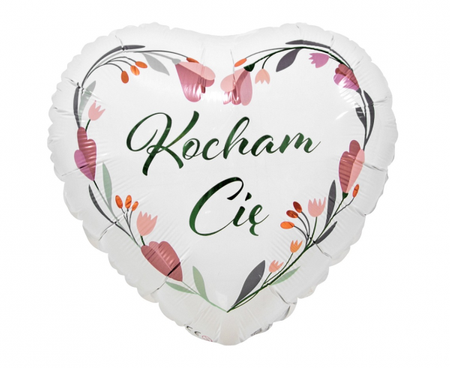 Balon foliowy Kocham Cię (białe serce), 18"
